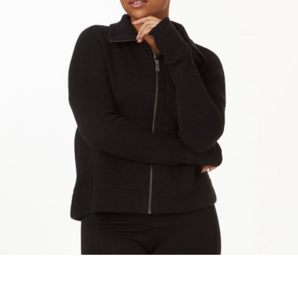 Sweaty Betty Boucle Black Restful Zip-up Jacket